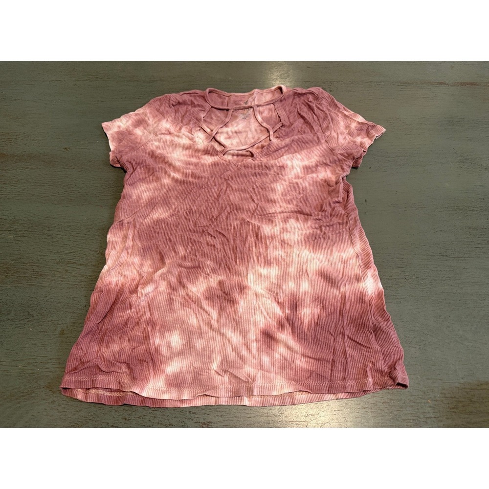 American Eagle Soft & Sexy Rib Tie Dye Strappy Cutout Neck Top Mauve XS